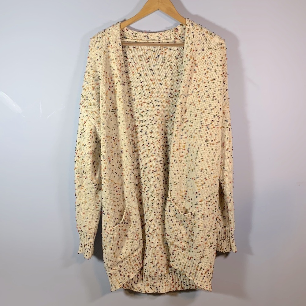 Cozy Ivory Speckled Open-Front Cardigan